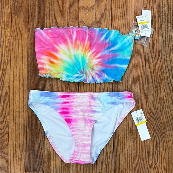 Salt + Cove Bikini Set Ruffled Tube Top Full Coverage Bottom Tie-Dyed Size M NWT - Picture 1 of 9